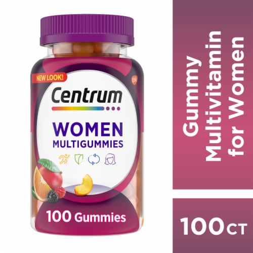 Centrum Women Multigummies Multivitamin and Multimineral Supplement Assorted Fruit Flavor Gummies Perspective: front