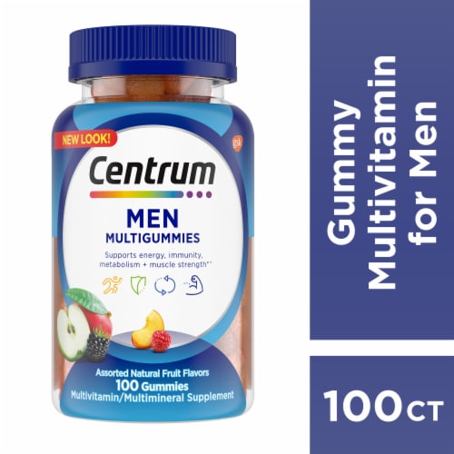 Centrum Multivitamin and Multimineral for Men with Selenium Antioxidants Fruit Flavor Gummies Perspective: front