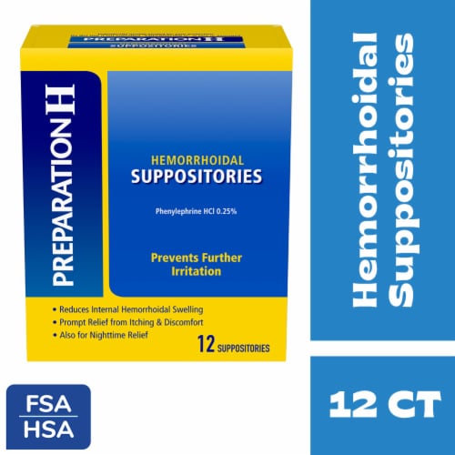 Preparation H Hemorrhoid Itching and Discomfort Relief Suppositories Perspective: front