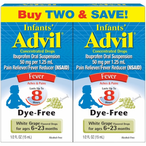 Advil Infants' Ibuprofen Oral Suspension White Grape Drops Twin Pack Perspective: front