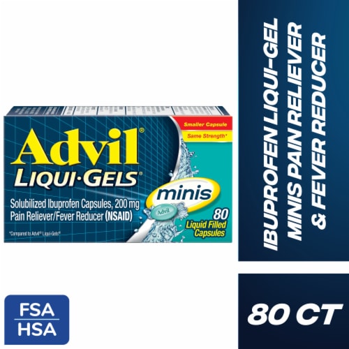Advil Liqui-Gels minis Pain Reliever and Fever Reducer Ibuprofen 200 mg Pain Relief Perspective: front