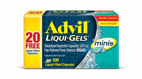 Advil® Minis Solubilized Ibuprofen Pain & Fever Reducer Liqui-Gels® Perspective: front