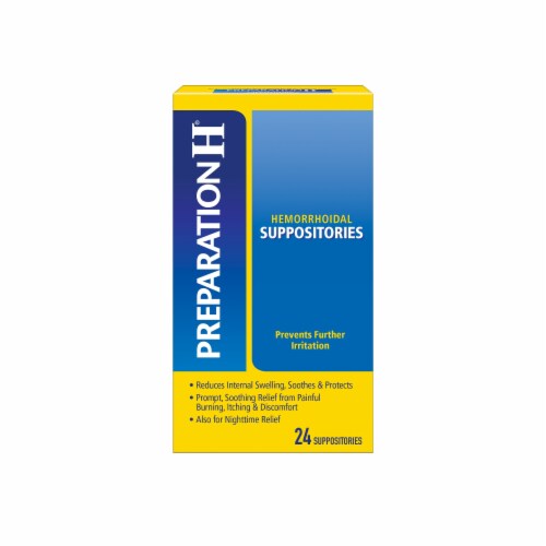 Preparation H Hemorrhoid Itching and Discomfort Relief Suppositories Perspective: front