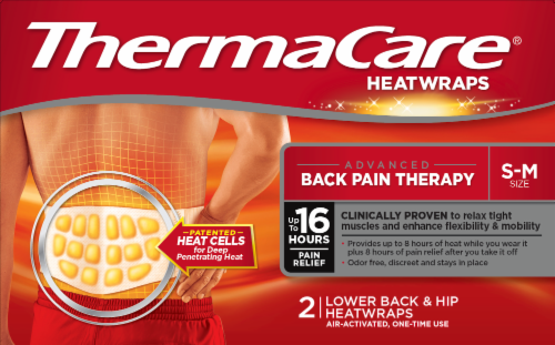 ThermaCare Advanced Back Pain Therapy Small/Medium Lower Back & Hip HeatWraps Perspective: front