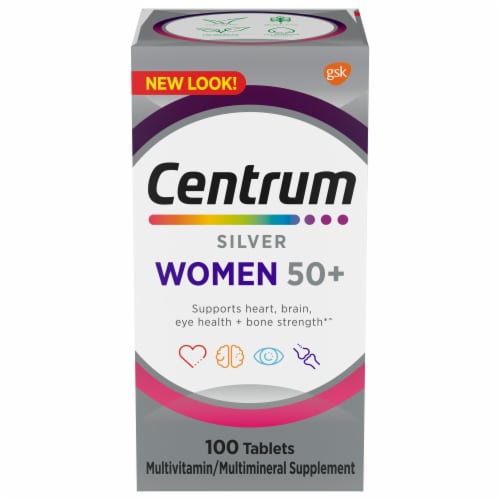Centrum Multivitamin for Women 50 Plus Supports memory and cognition in older adults Perspective: front