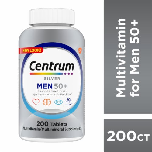 Centrum Silver Multivitamin Men Fifty Plus Multimineral Supplement Perspective: front
