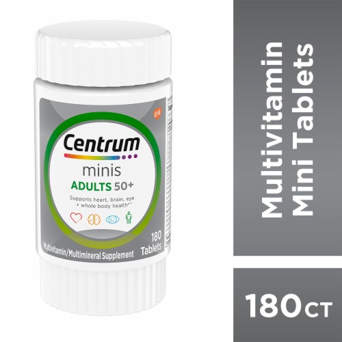 Centrum Minis for Adults Fifty plus Multimineral and Multivitamin Supplement Tablets Perspective: front
