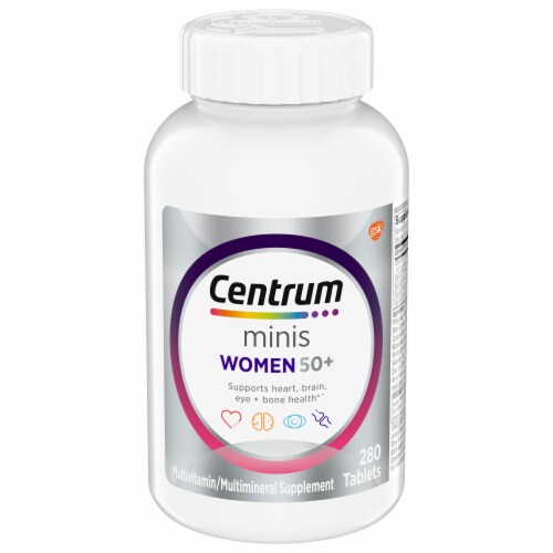 Centrum Minis Silver Women's Multivitamin Women Fifty Plus Multimineral Supplement Perspective: front