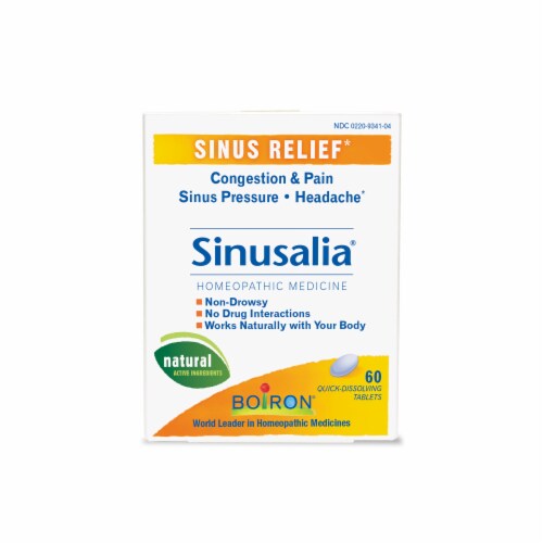 Boiron Homeopathic Sinusalia® Congestion & Pain Sinus Relief Tablets Perspective: front