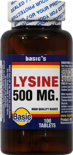 Basic Lysine Tablets 500mg Perspective: front