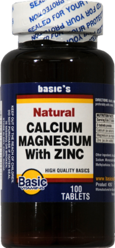 Basic Calcium Magnesium with Zinc Tablets Perspective: front