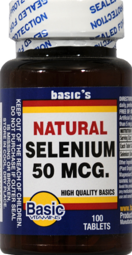 Basic Natural Selenium Tablets 50mcg Perspective: front