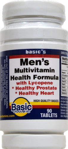 Basic Men's Multi-Vitamin Health Formula with Lycopene Tablets Perspective: front