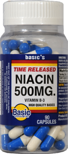 Basic Time Released Niacin Capsules 500mg Perspective: front