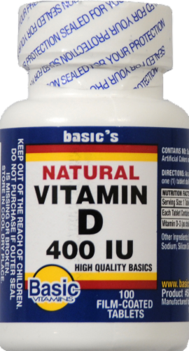 Basic Natural Vitamin D Tablets 400IU Perspective: front