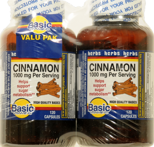 Basic Cinnamon Capsules Twin Pack 1000mg Perspective: front