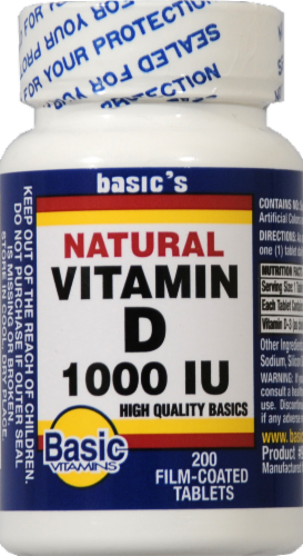 Basic Natural Vitamin D Capsules 1000IU Perspective: front