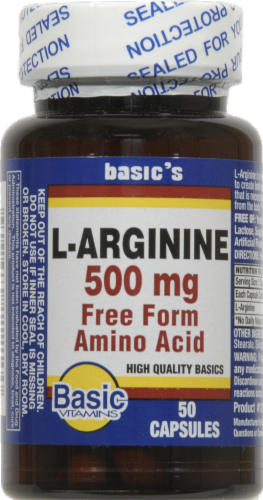 Basic L-Arginine Capsules 500mg Perspective: front