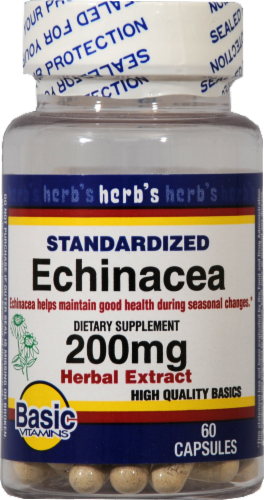 Basic Standardized Echinacea Capsules 200mg Perspective: front