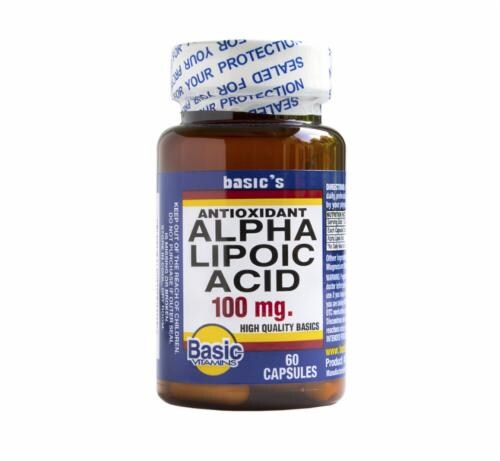 Basic Alpha Lipoic Acid Capsules 100mg Perspective: front