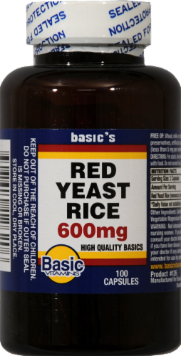 Basic Red Yeast Rice Capsules 600mg Perspective: front