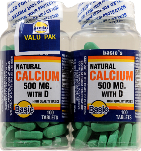 Basic Natural Calcium with Vitamin D Tablets Perspective: front