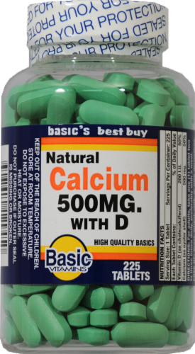 Basic Natural Calcium with Vitamin D Tablets Perspective: front
