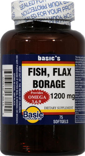 Basic Fish Flax Borage Softgels 1200mg Perspective: front