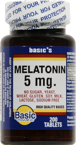 Basic Melatonin Tablets 5mg Perspective: front