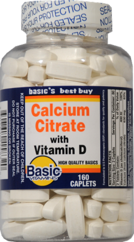 Basic Calcium Citrate with Vitamin D Caplets Perspective: front