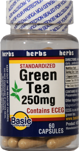 Basic Green Tea Capsules 250mg Perspective: front