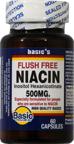 Basic Flush Free Niacin Capsules 500mg Perspective: front