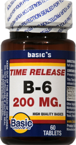 Basic Time Release Vitamin B-6 Tablets 200mg Perspective: front