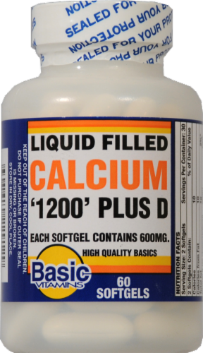 Basic Liquid Filled Calcium Plus Vitamin D Softgels Perspective: front