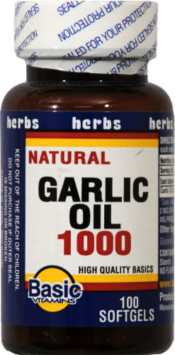 Basic Garlic Oil 1000 Softgels Perspective: front