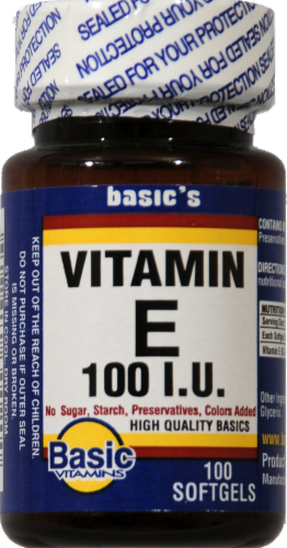 Basic Vitamin E Softgels 100IU Perspective: front