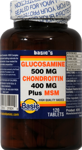 Basic Glucosamine Chondroitin Plus MSM Tablets Perspective: front