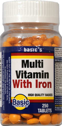 Basic Multi-Vitamin with Iron Tablets Perspective: front