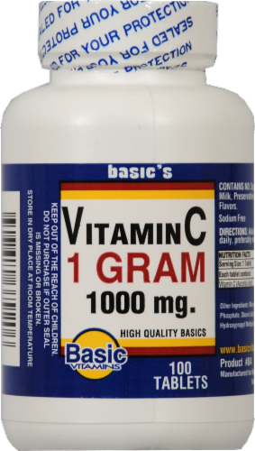 Basic Vitamin C Tablets 1000mg Perspective: front