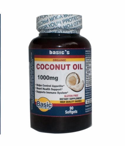 Basic Organic Coconut Oil Softgels 1000mg Perspective: front