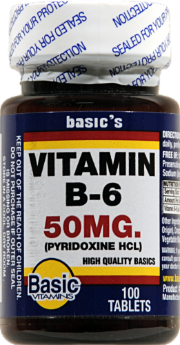 Basic Vitamin B-6 Tablets 50mg Perspective: front