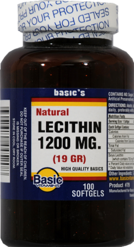 Basic Natural Lecithin Softgels 1200mg Perspective: front