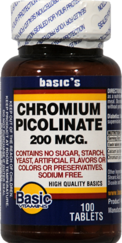 Basic Chromium Picolinate Tablets 200mcg Perspective: front