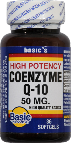 Basic High Potency Coenzyme Q-10 Softgels 50mg Perspective: front