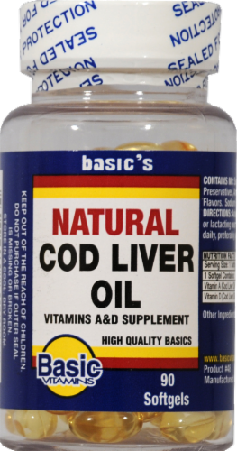 Basic Natural Cod Liver Oil Softgels Perspective: front