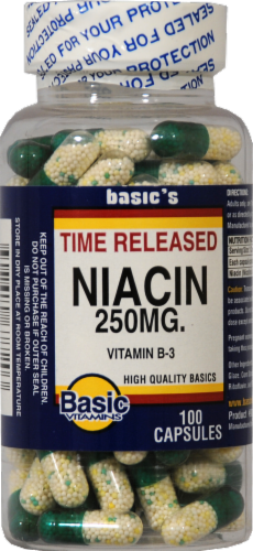 Basic Time Released Niacin Capsules 250mg Perspective: front