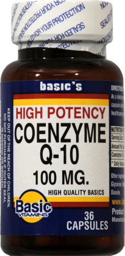 Basic High Potency Coenzyme Q-10 Capsules 100mg Perspective: front