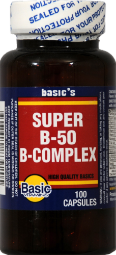 Basic Super B-50 B-Complex Capsules Perspective: front