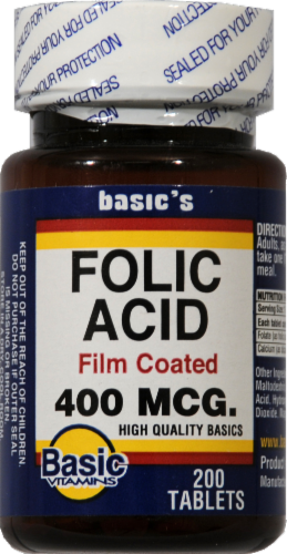 Basic Folic Acid Tablets 400mcg Perspective: front