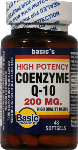 Basic High Potency Coenzyme Q-10 Softgels 200mg Perspective: front